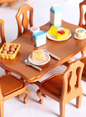 Dollhouse娃屋配件场景模型微缩 仿真儿童迷你家具欧式组合餐桌椅