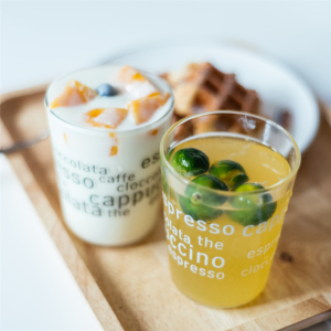 创意可爱情侣字母水杯 家用透明口杯办公果汁饮料啤酒玻璃茶杯子