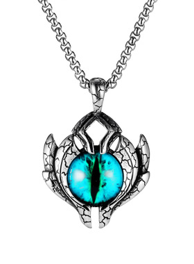 嘻哈暗黑风霸气蓝色恶魔眼球项链