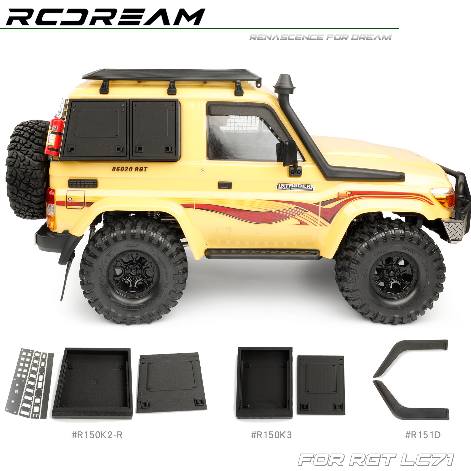 RCDream 1/10 RGT LC71 晴雨挡 侧窗工具箱 扩展侧边箱书包储物箱图片