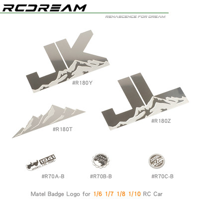 RCDream 1/7 MK07 Jeep牧马人金属车标logo标牌1941山脉拉花装饰