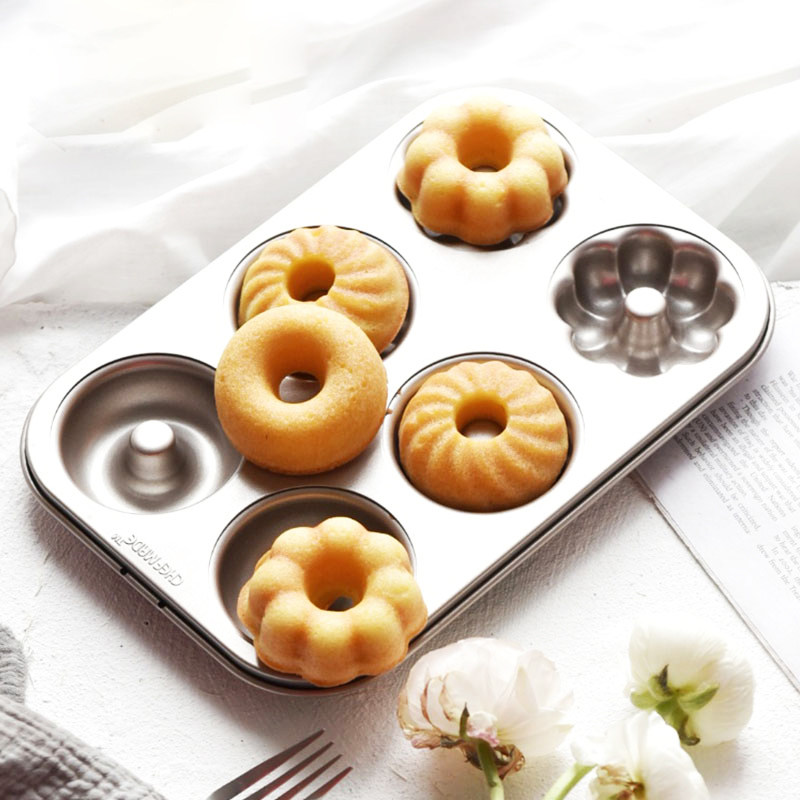 CHEFMADE学厨6连三花型甜甜圈曲奇面包蛋糕模烤箱用烘焙模具家用