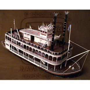 观光船客船轮船游船3d立体纸模型DIY手工制作儿童折纸益智玩具