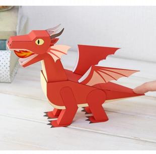 卡通小火龙动物玩偶3d立体纸模型diy手工制作儿童益智折纸玩具