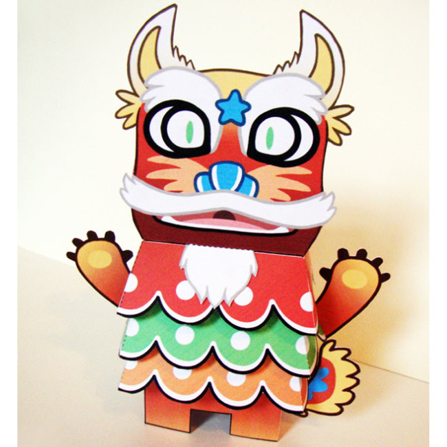 麒麟醒狮舞狮玩偶公仔3d立体纸模型diy手工制作儿童益智折纸玩具