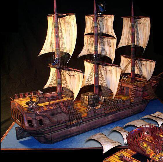 航模大海盗船古代帆船3d立体纸模型diy手工制作儿童折纸玩具摆设