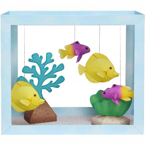 海洋生物海底世界珊瑚神仙鱼立体纸模型diy手工制作儿童折纸玩具