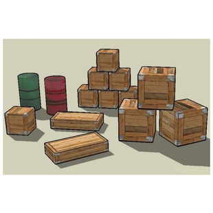 木箱子场景搭配小道具立体3d纸模型DIY手工制作儿童益智折纸玩具