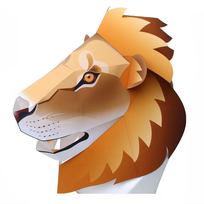 动物头饰狮子儿童面具头套3d立体纸模型diy手工制作益智折纸玩具