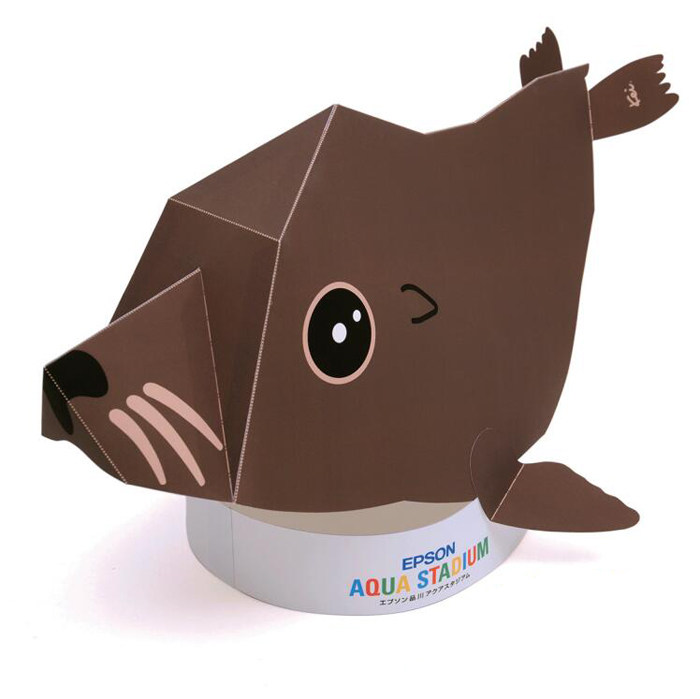 海洋动物海豹面具帽子头饰立体3d纸模型diy手工制作儿童折纸玩具