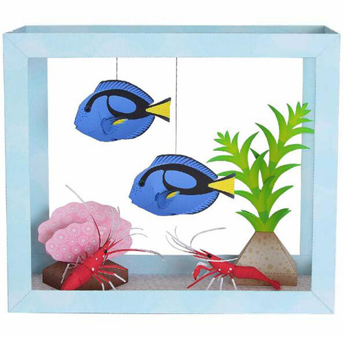 海洋生物动物蓝吊鱼3d立体纸模型
