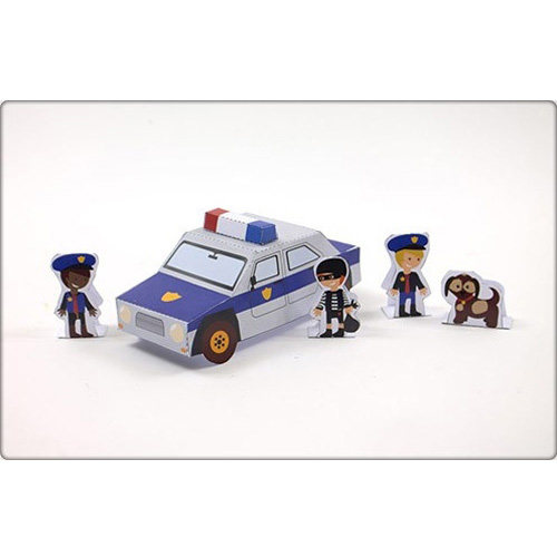 卡通小汽车警车警察3d立体纸模型diy手工制作儿童益智折纸玩具