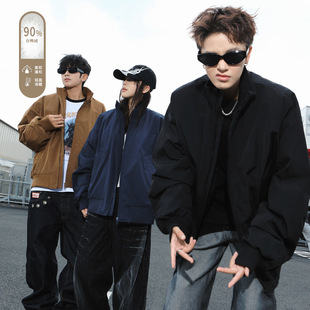 90%白鸭绒美式飞行员羽绒服男士cleanfit高级感痞帅短款夹克外套