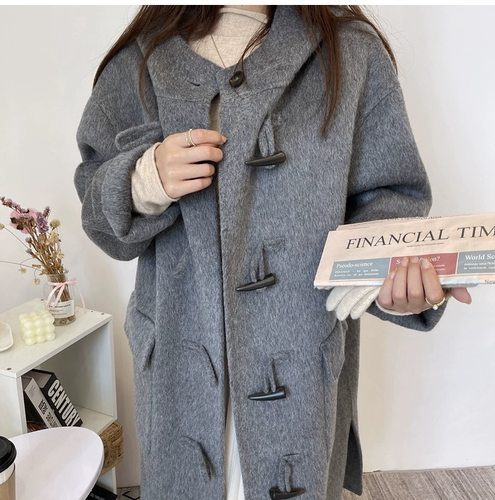 2025款女装韩款新款修身气质外套秋冬双面呢百搭加长款羊毛大衣潮