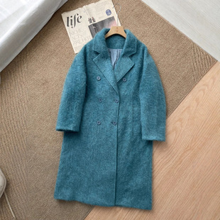 拉毛羊绒大衣女士时尚高级感毛呢外套中长款宽松气质休闲毛呢