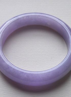 【带证】细糯冰紫缅甸老坑翡翠手镯女款冰糯种紫色翡翠色手镯紫罗