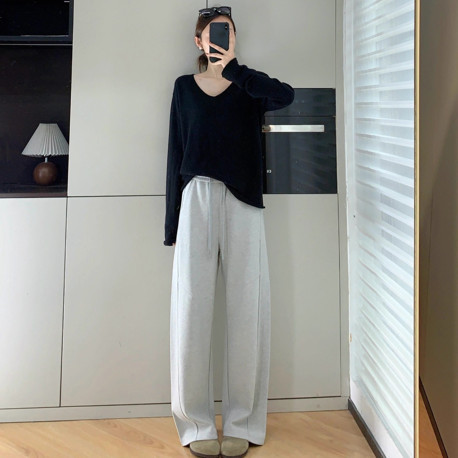 羊毛醋酸宽松慵懒风垂顺直筒裤