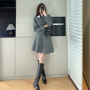 小香风连衣裙套装 P法式 开叉半身裙 精致镶钻外套 秒收无悔