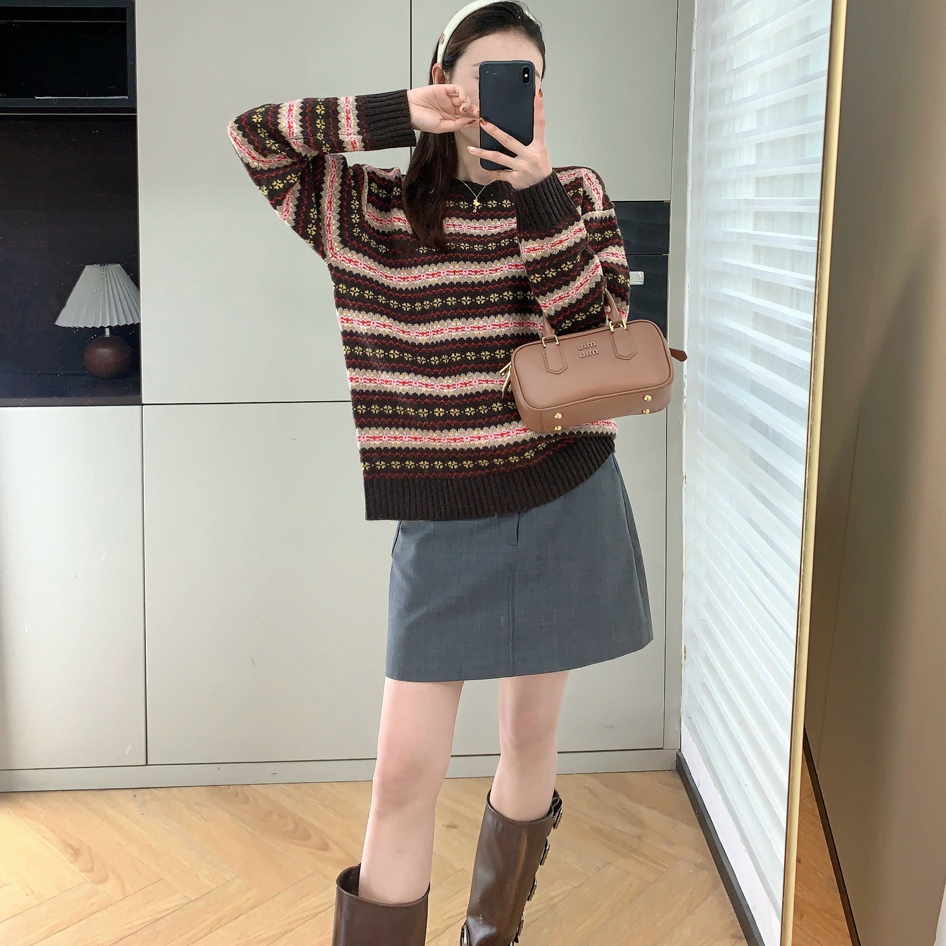 全羊毛美拉德费尔岛提花针织毛衣