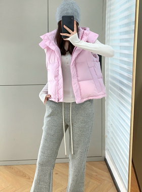 熊宝家Wund*Puff温暖蓬松小泡芙白鸭绒填充连帽羽绒马甲背心外套