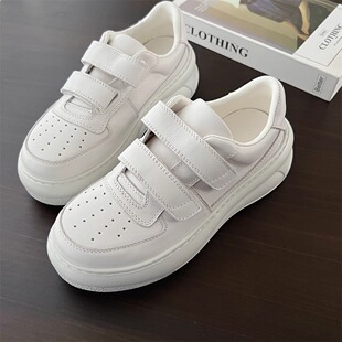 小白鞋 升级加绒 软牛皮厚底增高6.5cm笑脸魔术贴羊毛内里休闲板鞋