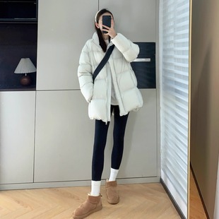 韩系温柔~立领轻盈保暖 90白鸭绒云朵泡芙龟背羽绒服中长款外套冬