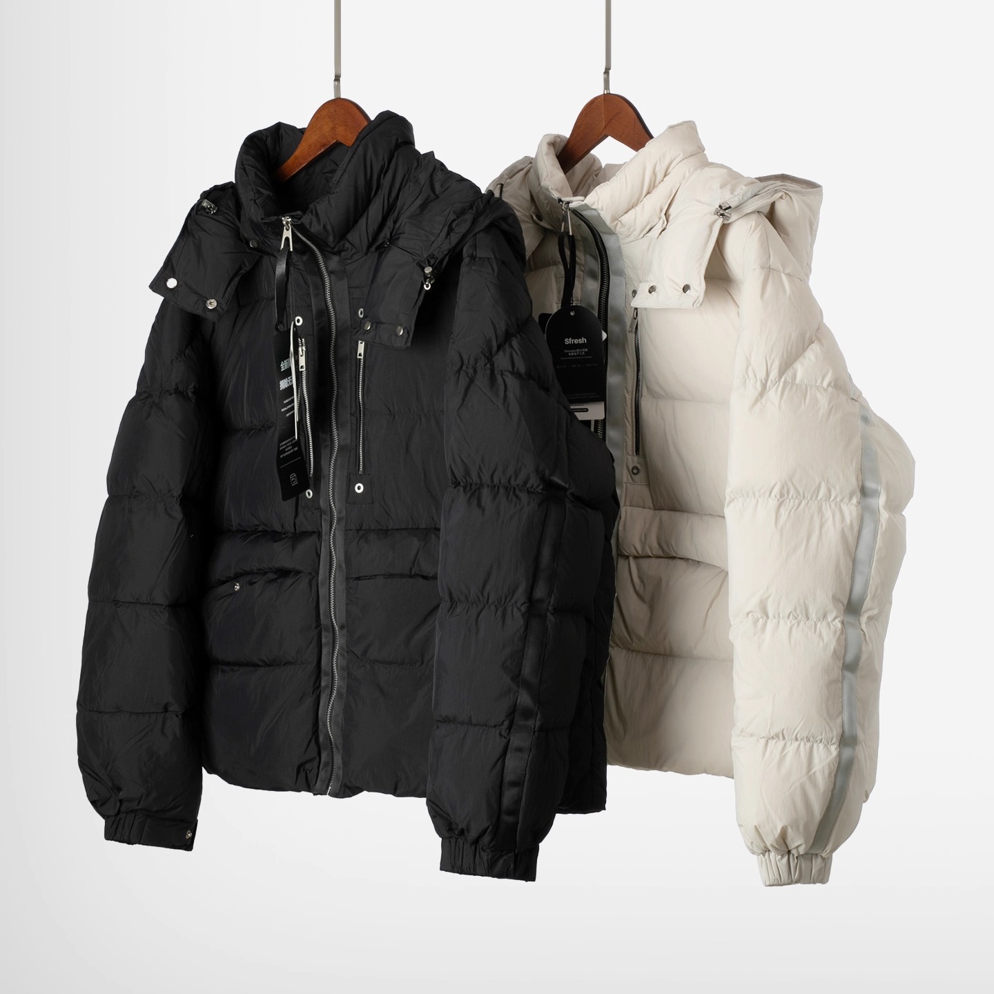 【Highline系列】柜上1w高品质三星90白鸭绒厚短款连帽羽绒服外套