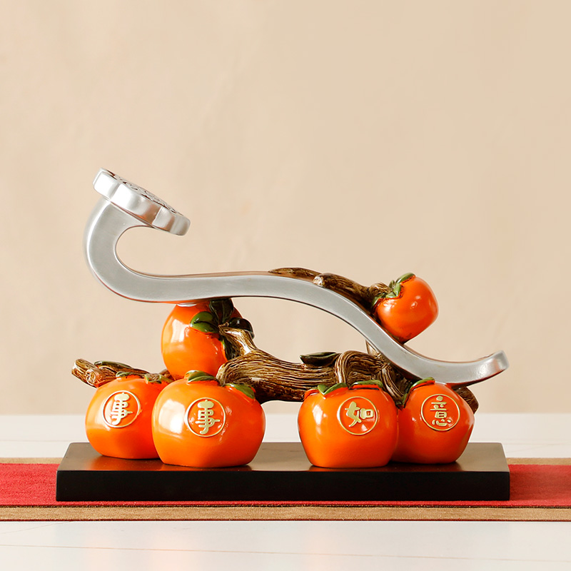 新中式柿柿如意柿子摆件新房乔迁礼物客厅酒柜电视柜酒柜软装饰品