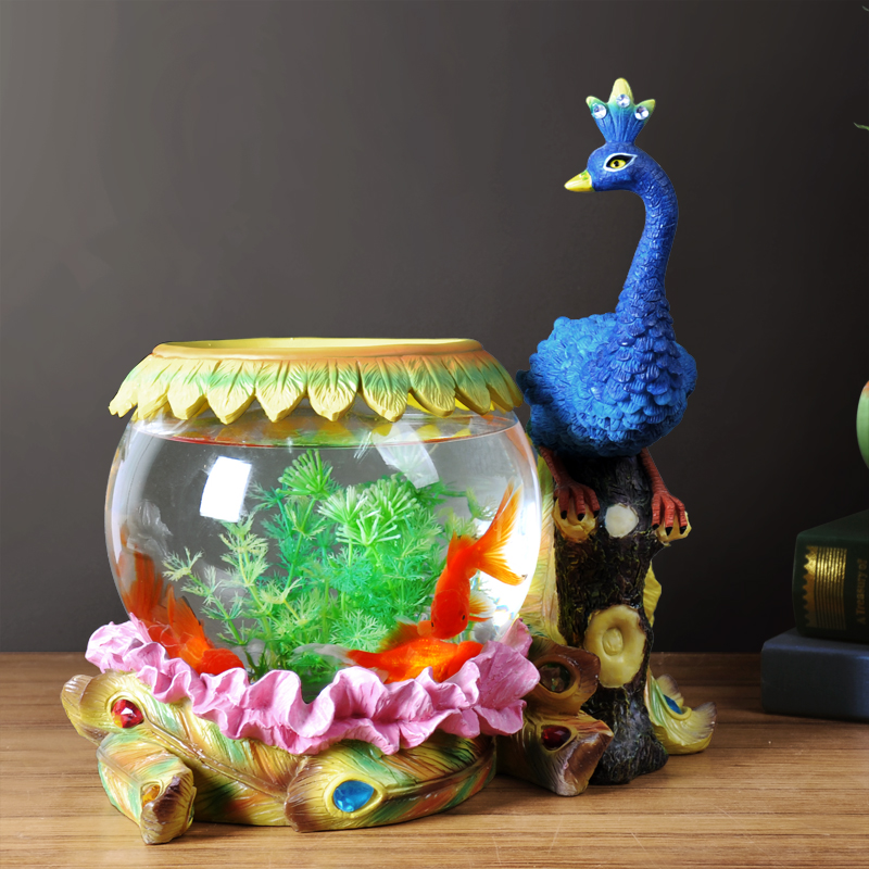 欧式风孔雀鱼缸电视柜结婚礼物