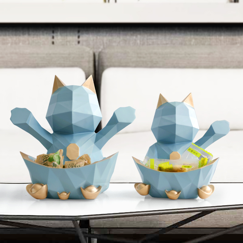 招财猫简约现代风收纳盘装饰品