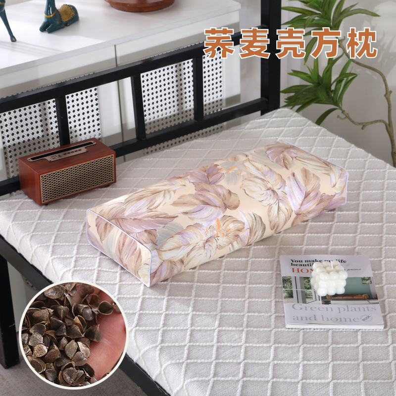 纯棉粗布成人荞麦宿舍硬方枕加长