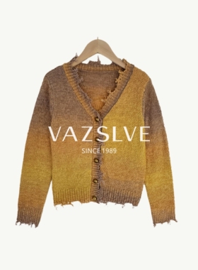 【VAZSLVE/全新奢品】捡漏 渐变色针织衫女流苏设计感上衣 250013