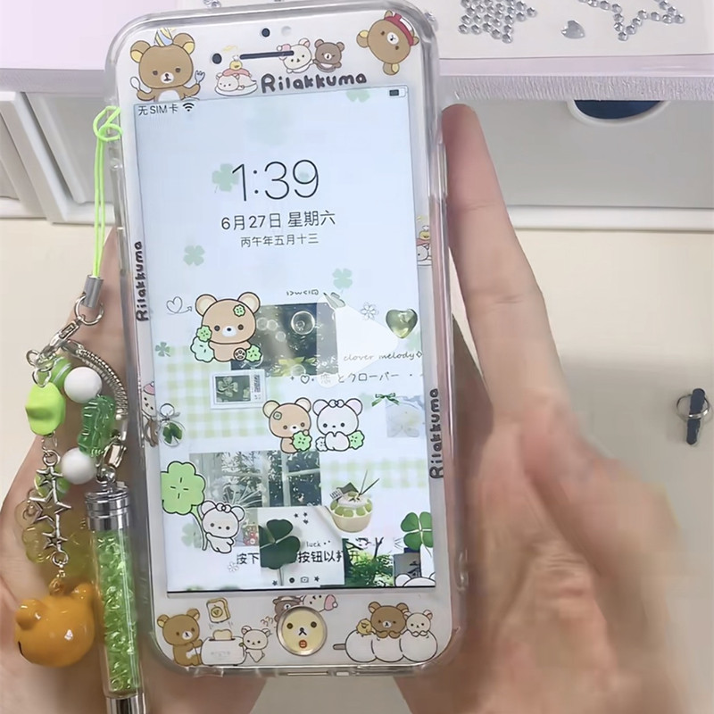苹果6S屏幕保护膜适用iPhone7前膜8可爱卡通7plus高清透明SE一代钢化4S保护套
