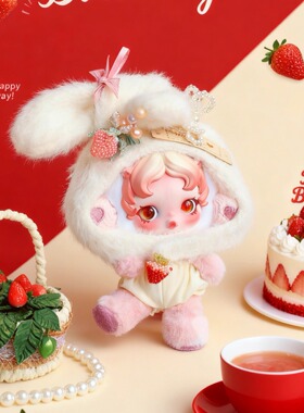 sp三代抱抱幽灵娃衣SKULLPANDA草莓娃衣手作套装10cm兔耳头套衣服