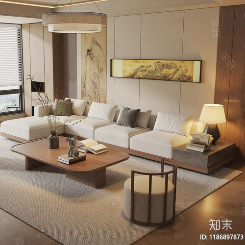 新中式实木沙发茶几组合宋氏美学客厅别墅样板间会客区民宿沙发