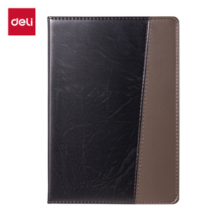 得力7910皮面笔记本-16K-120张黑色记事本商务会议记录本