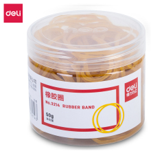 得力3214橡胶圈(黄)(50g/筒)财务用品橡皮筋办公用品文具