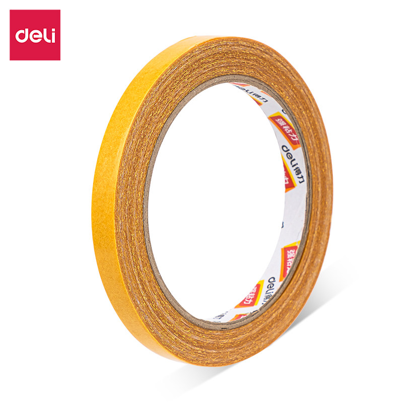 得力JL350双面布基胶带10mm*10m*280μm棕色不易留痕网格双面胶