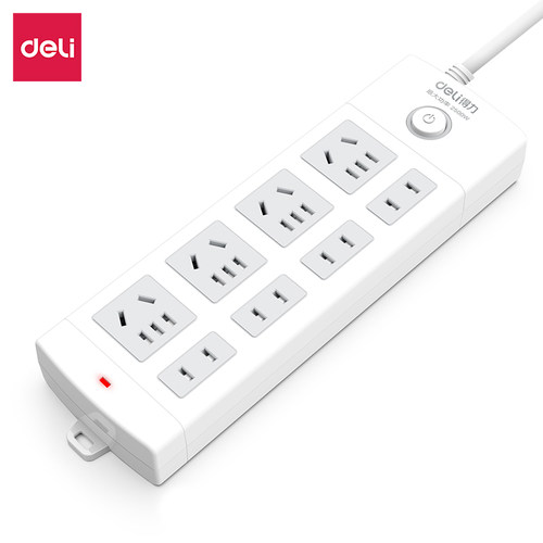 得力办公家用4+4_5米插座