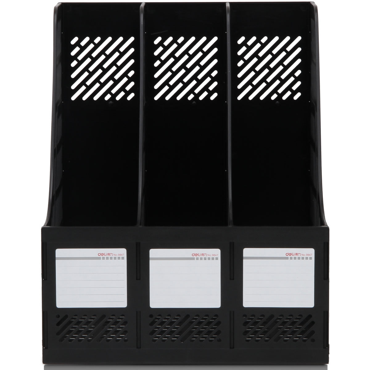 델리 9847 3단 파일액자 데스크탑 정보랙 사무실 책상 책액자 심플 플라스틱 정리