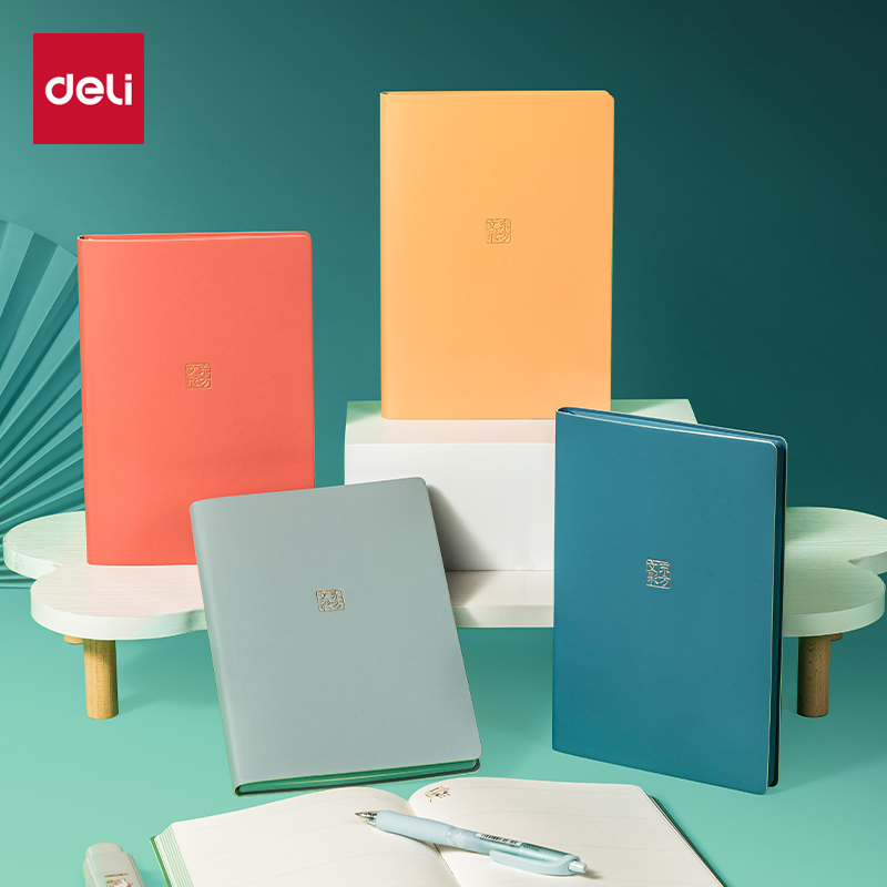 得力DF710东方文彩A5皮面本210mmx143mm120张(本)PU软皮烫金工艺