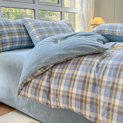 A面全棉水洗棉B面牛奶绒四件套