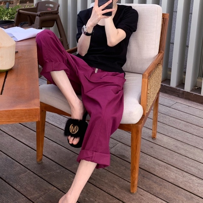 四折换季清仓显瘦无压力纯棉瘦瘦老爹裤女春高腰宽松休闲直筒裤