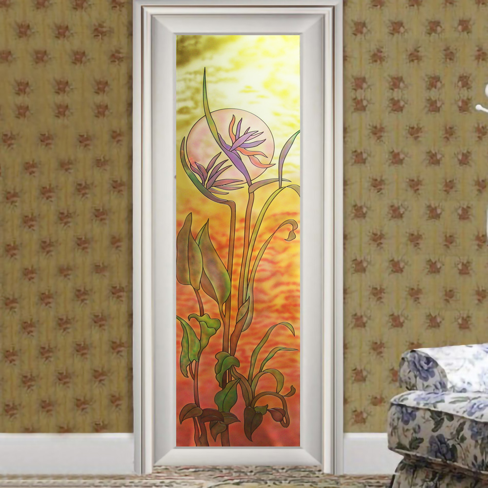 钢化Tiffany艺术玻璃蒂凡尼工艺玻璃隔断玄关屏风窗户门鹤望兰