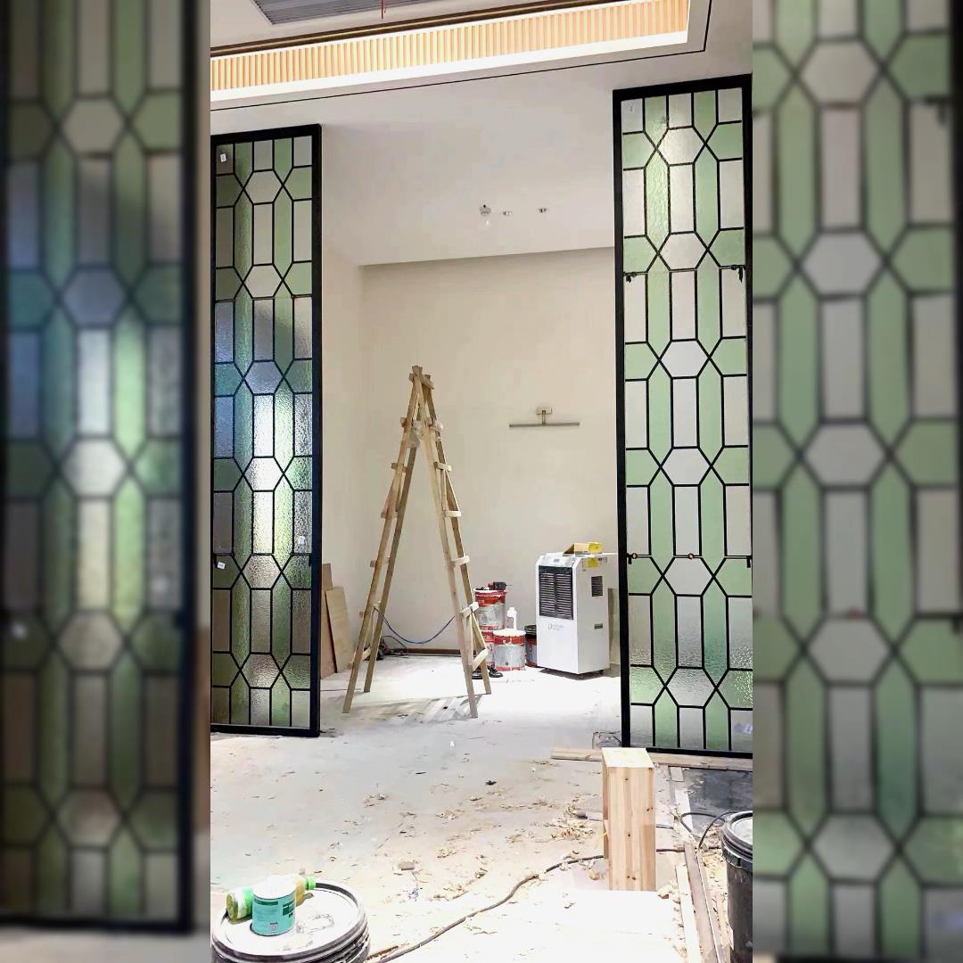 水纹银波纹钢化简约玄关隔断玻璃