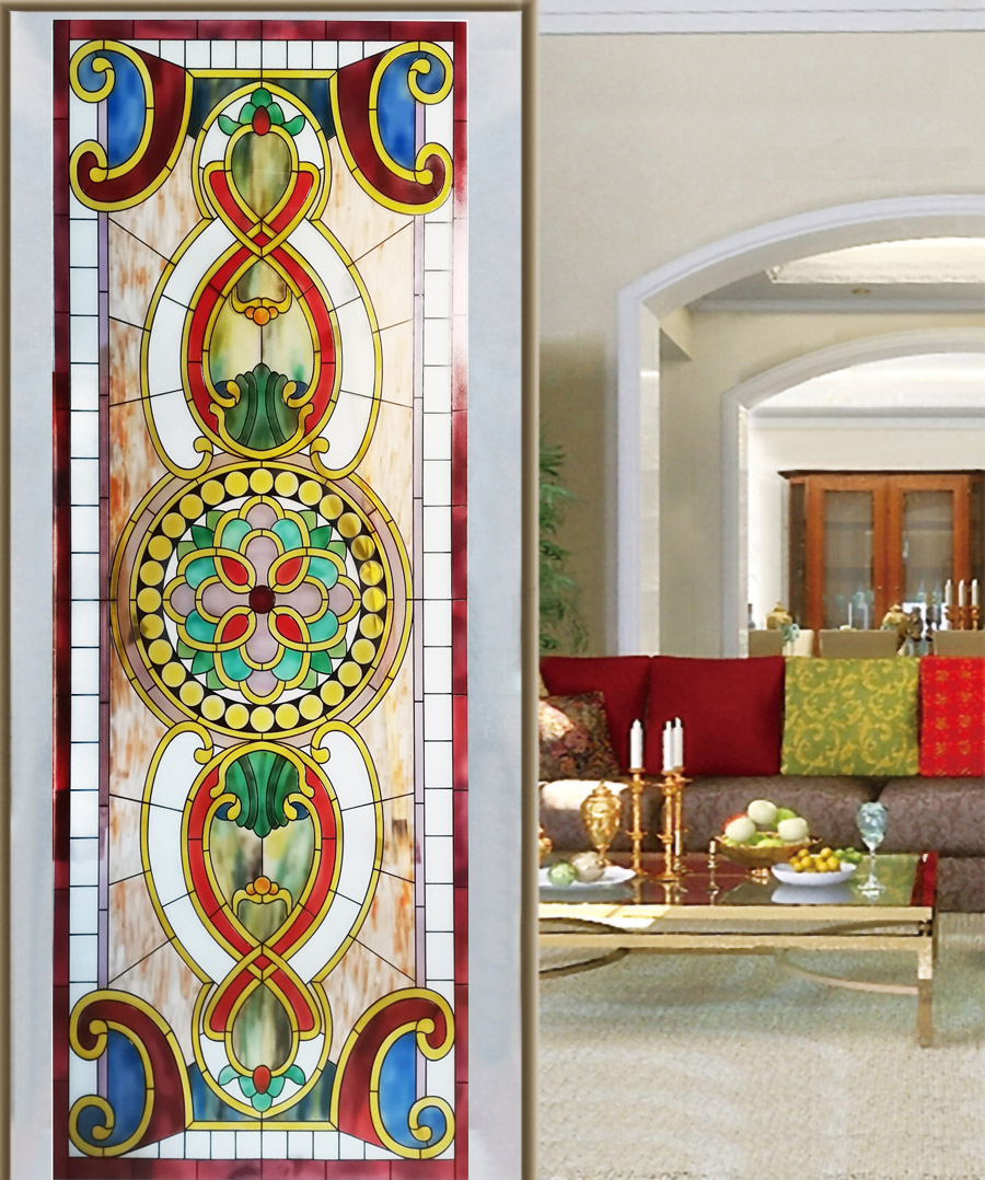 钢化雕刻艺术玻璃玄关隔断屏风