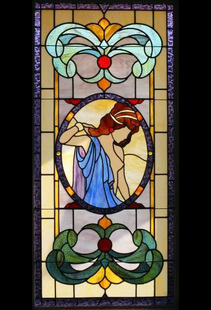 定做Tiffany隔断玄关屏风窗卫浴门芯彩色艺术工艺玻璃 美女送钢化