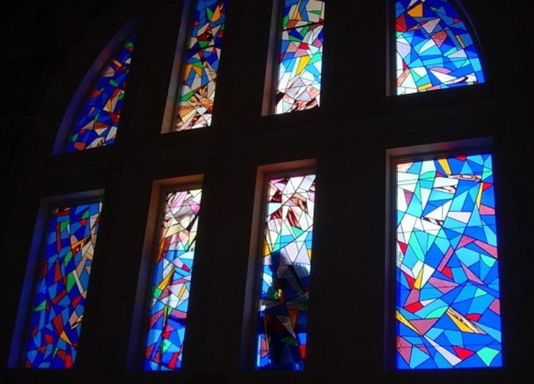 钢化彩色玻璃蒂凡尼色块七彩透光