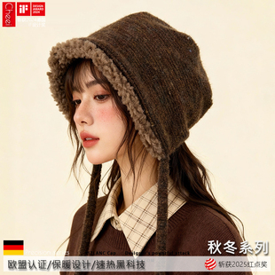 Cheei 韩国羊羔毛飞行帽护耳帽女冬季羊毛帽子男保暖防风雷锋帽