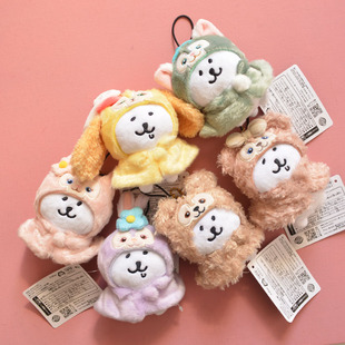 日本nagano原皮微笑自嘲熊毛绒公仔挂件达飞饼饼披风娃衣闺蜜礼物